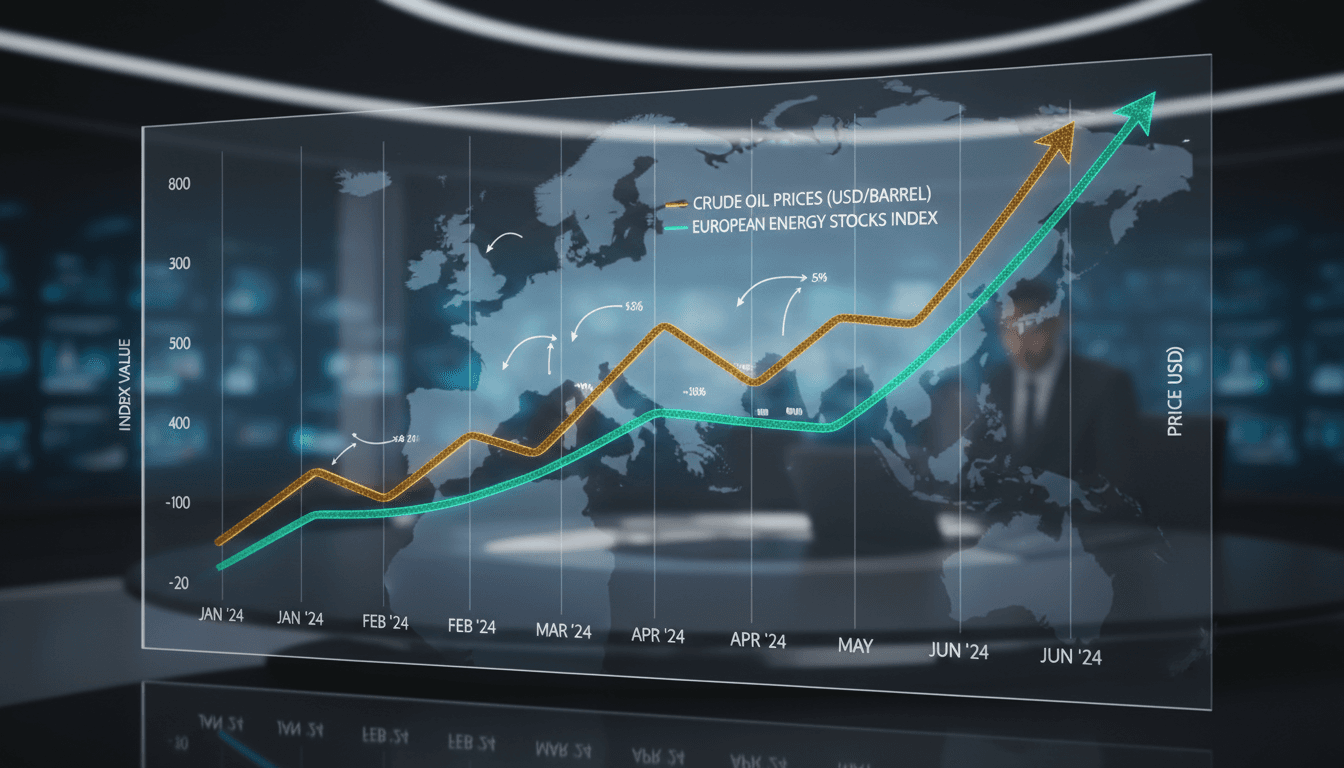 Graph showing the rise of European stock markets linked to oil price increases.