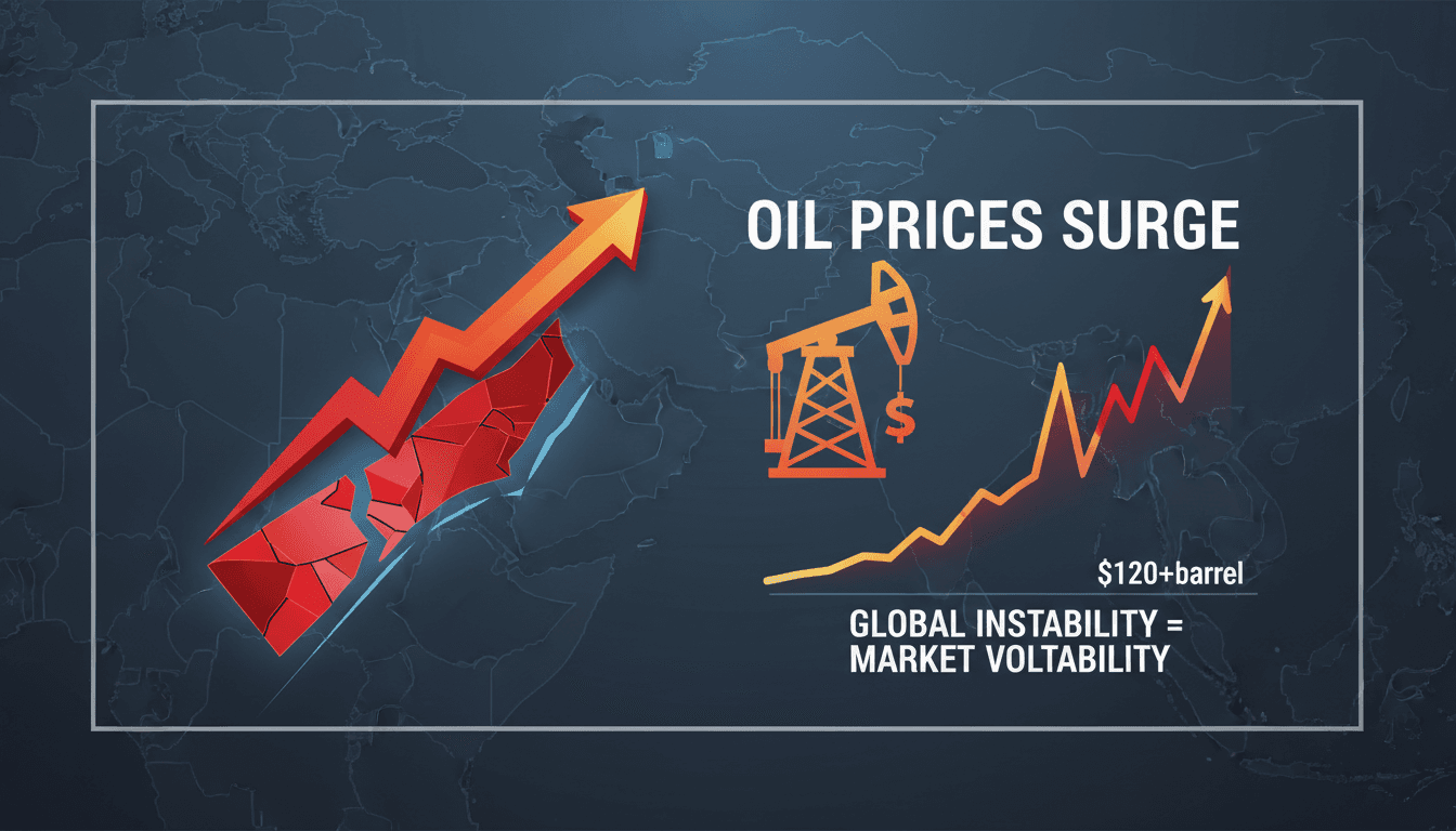 A graph showing the rise in oil prices following the Strait of Hormuz negotiations collapse.