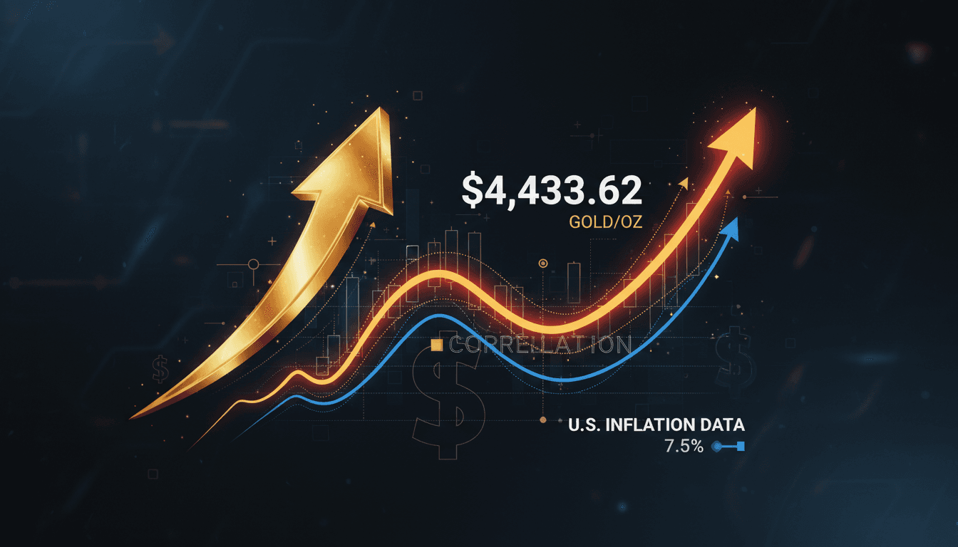 Gold bars with a rising graph symbolizing price increase and inflation concerns.
