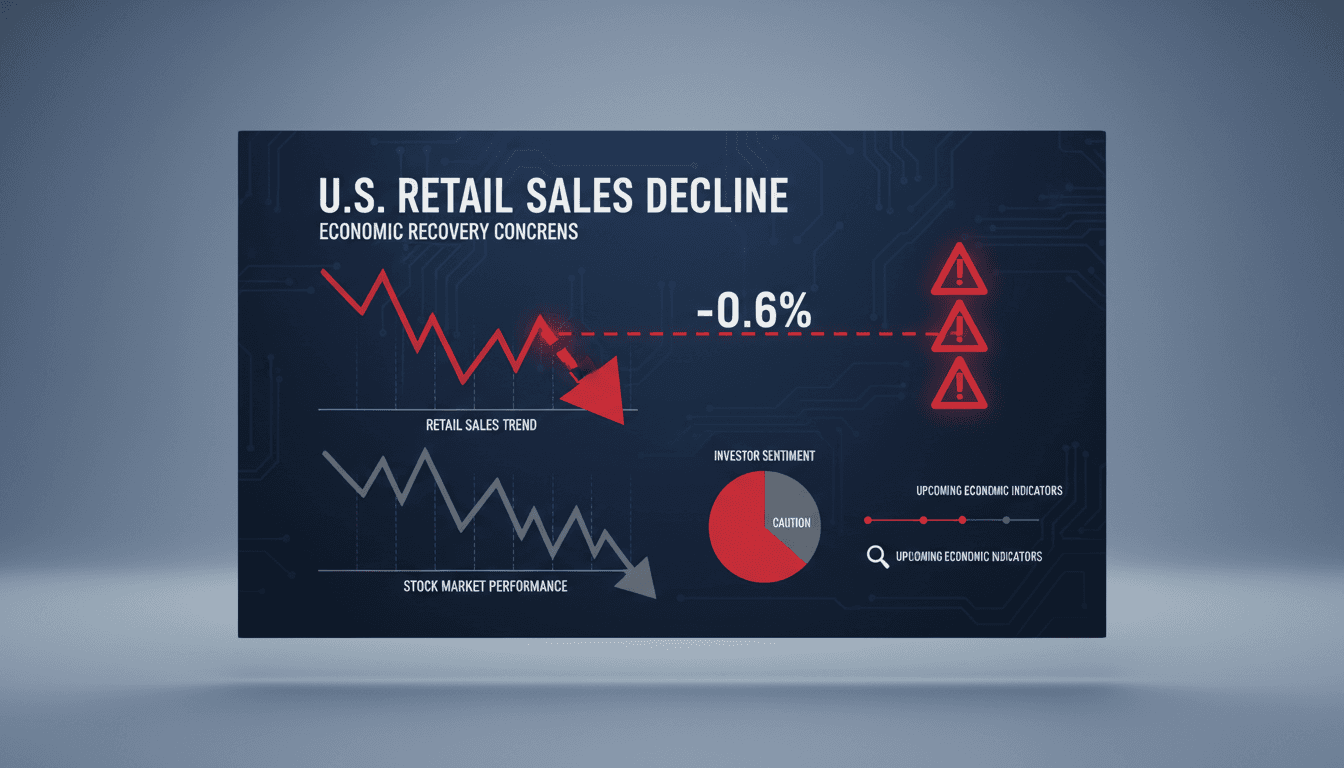 Graph showing U.S. retail sales decline and stock market reaction