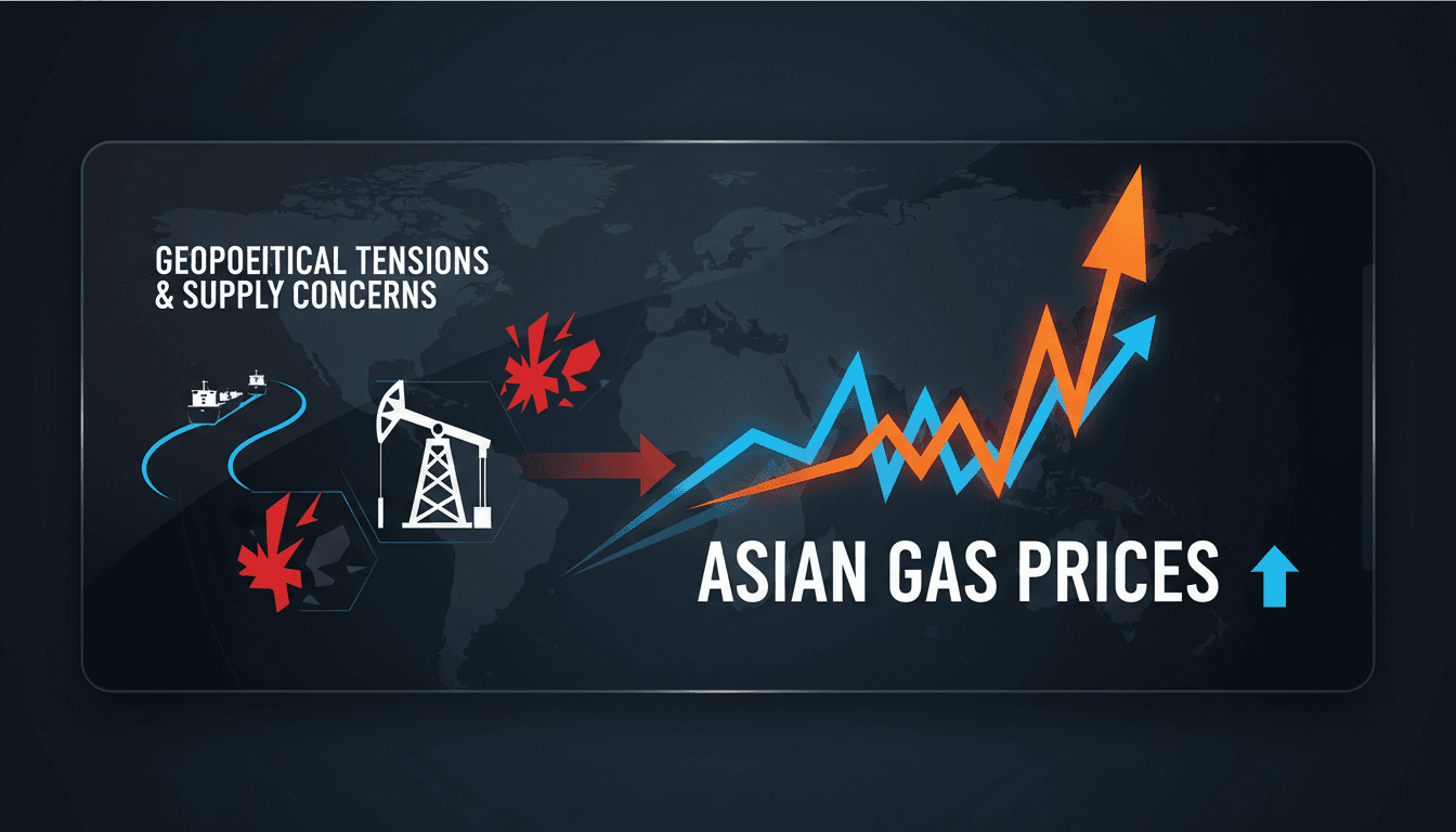 Illustration of rising gas prices in Asia amid geopolitical tensions.