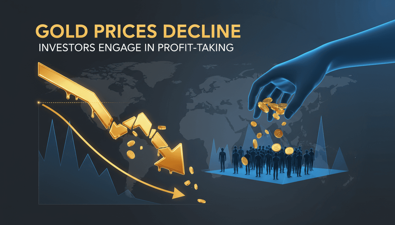 Graph showing the decline in gold prices following a peak.