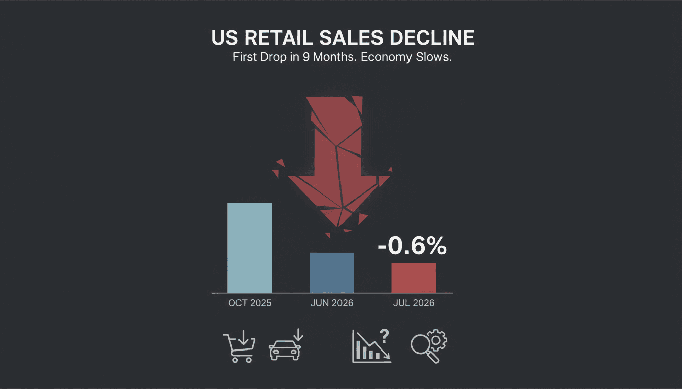 Graph showing the decline in US retail sales for July 2026
