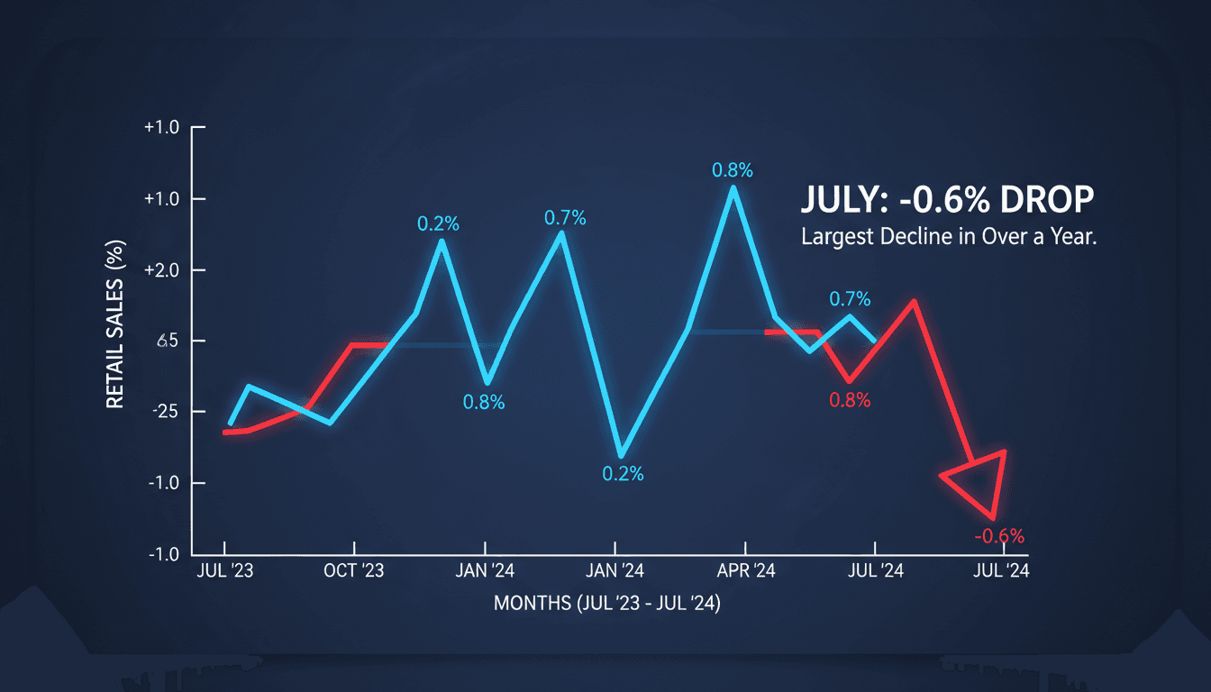 Graph showing the decline in U.S. retail sales for July 2026