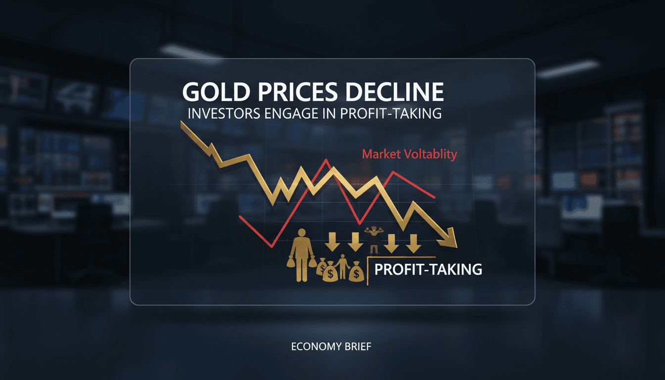 A graph showing the decline in gold prices following a two-month high.
