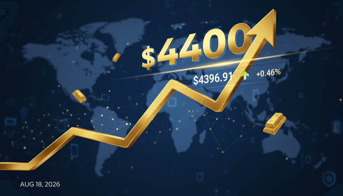 A graph illustrating the rise in gold prices approaching $4,400 per ounce.