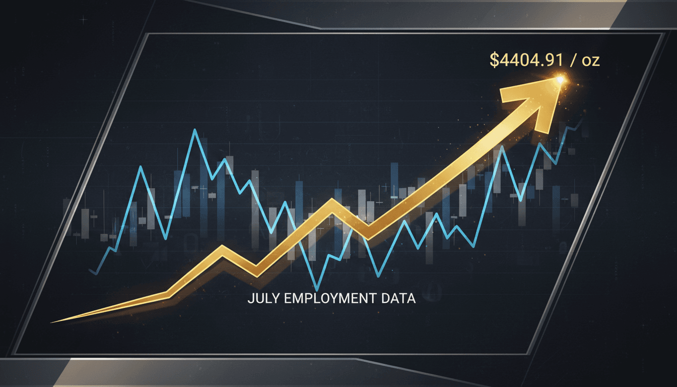 A graph illustrating the rise in gold prices alongside a declining U.S. dollar index.