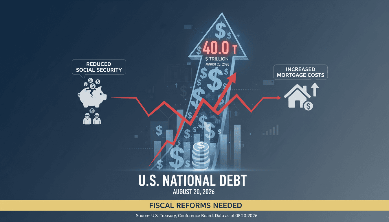 Infographic showing the impact of the U.S. national debt on Social Security and mortgage payments.