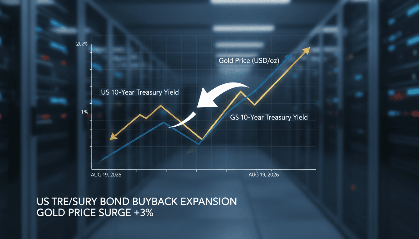 A chart showing the rise in gold prices following the US Treasury's bond buyback announcement.