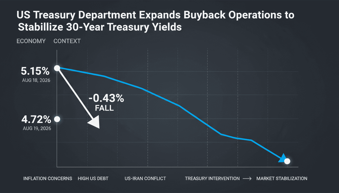 A graph illustrating the decline in US 30-year Treasury yields following the Treasury's buyback announcement.