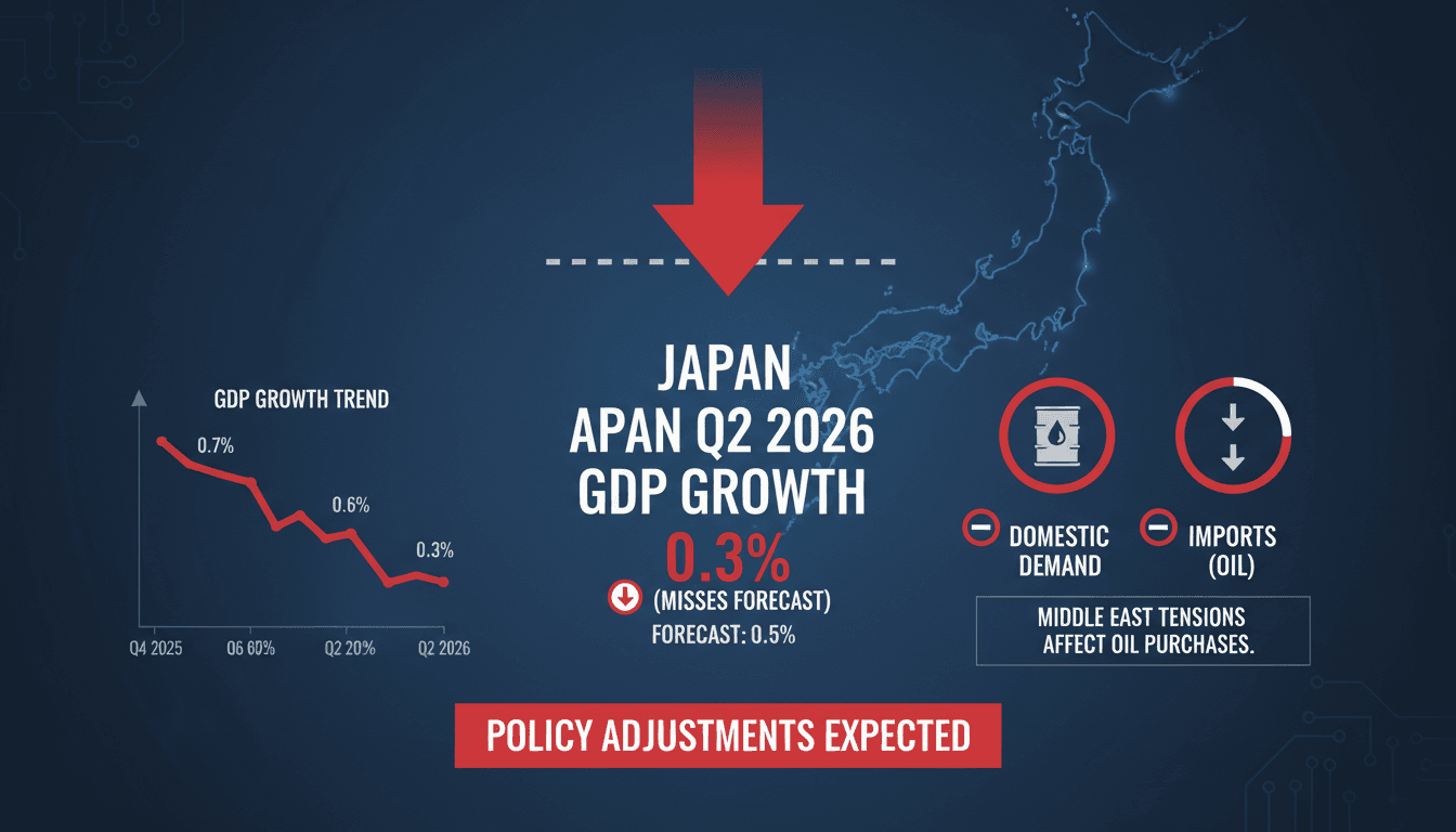 Infographic showing Japan's GDP growth trends and economic indicators for Q2 2026.