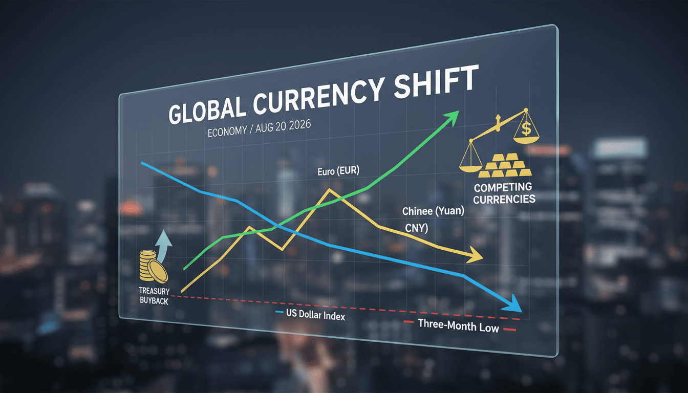 A financial chart depicting the US dollar's stabilization and competing currencies' rise.