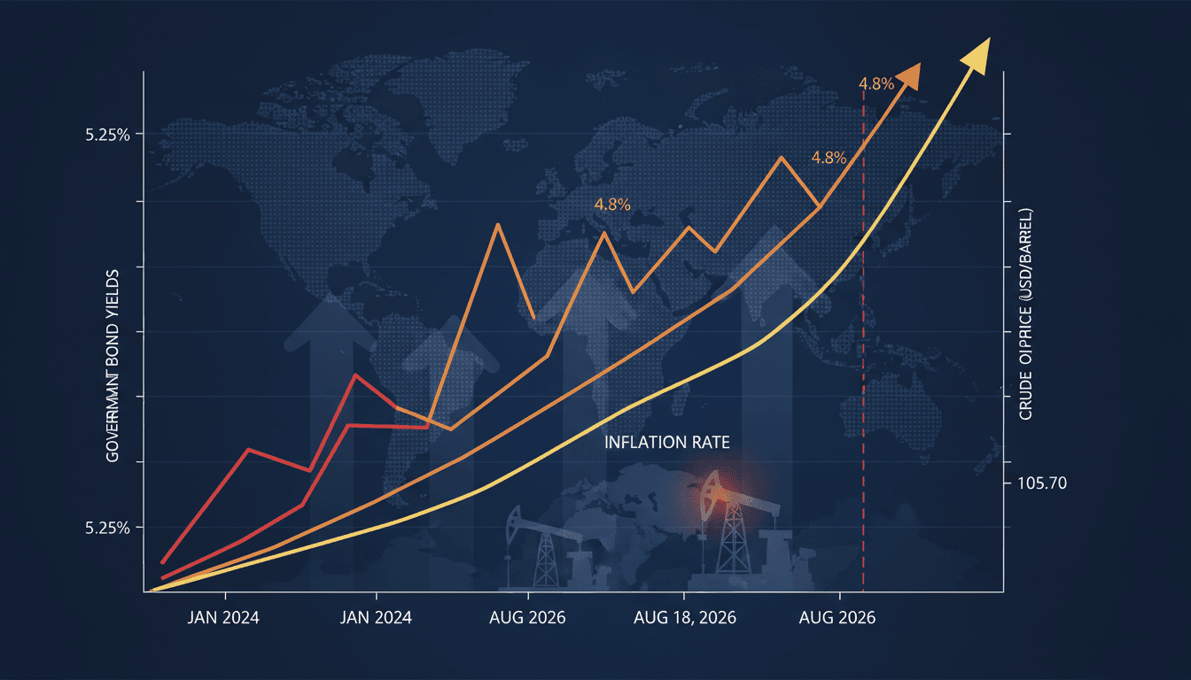 A chart showing the surge in global government bond yields alongside rising oil prices and inflation rates.