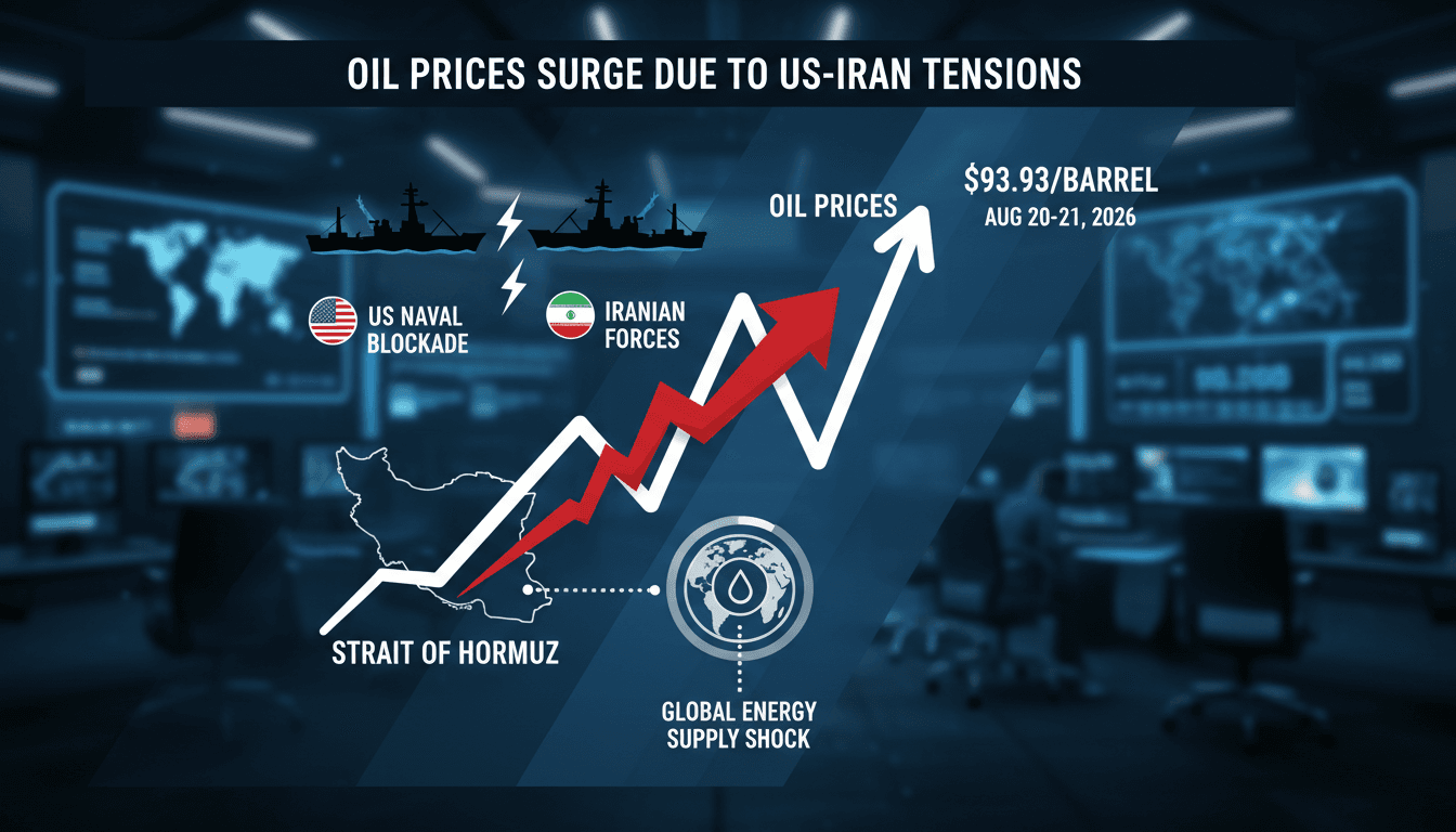 A visual representation of rising oil prices linked to geopolitical tensions in the Strait of Hormuz.