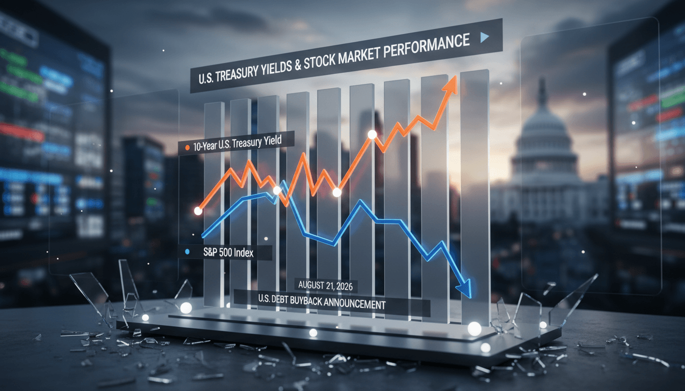 A chart showing U.S. Treasury yields and stock market performance after Bessent's buyback announcement.