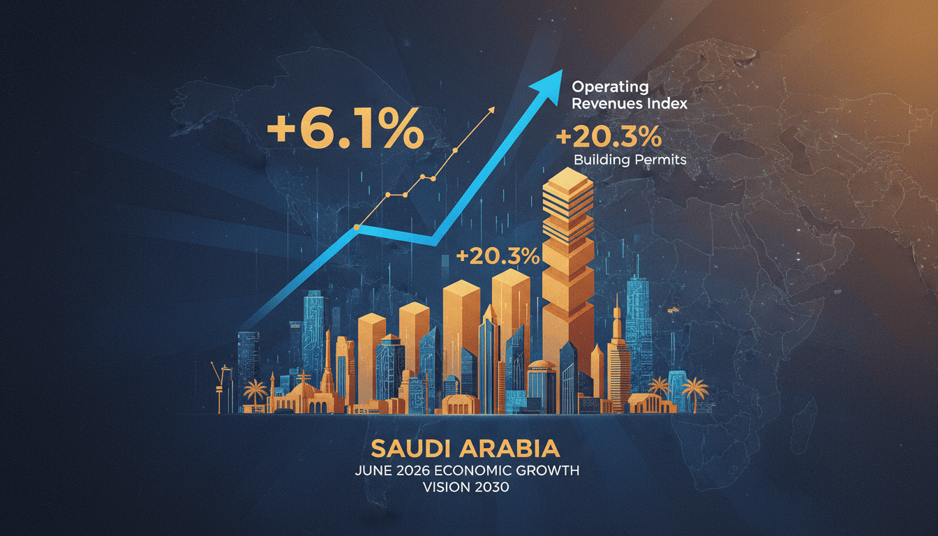 Saudi Arabia's Operating Revenues Index Grows 6.1% in June 2026 with Building Permits Up 20.3%