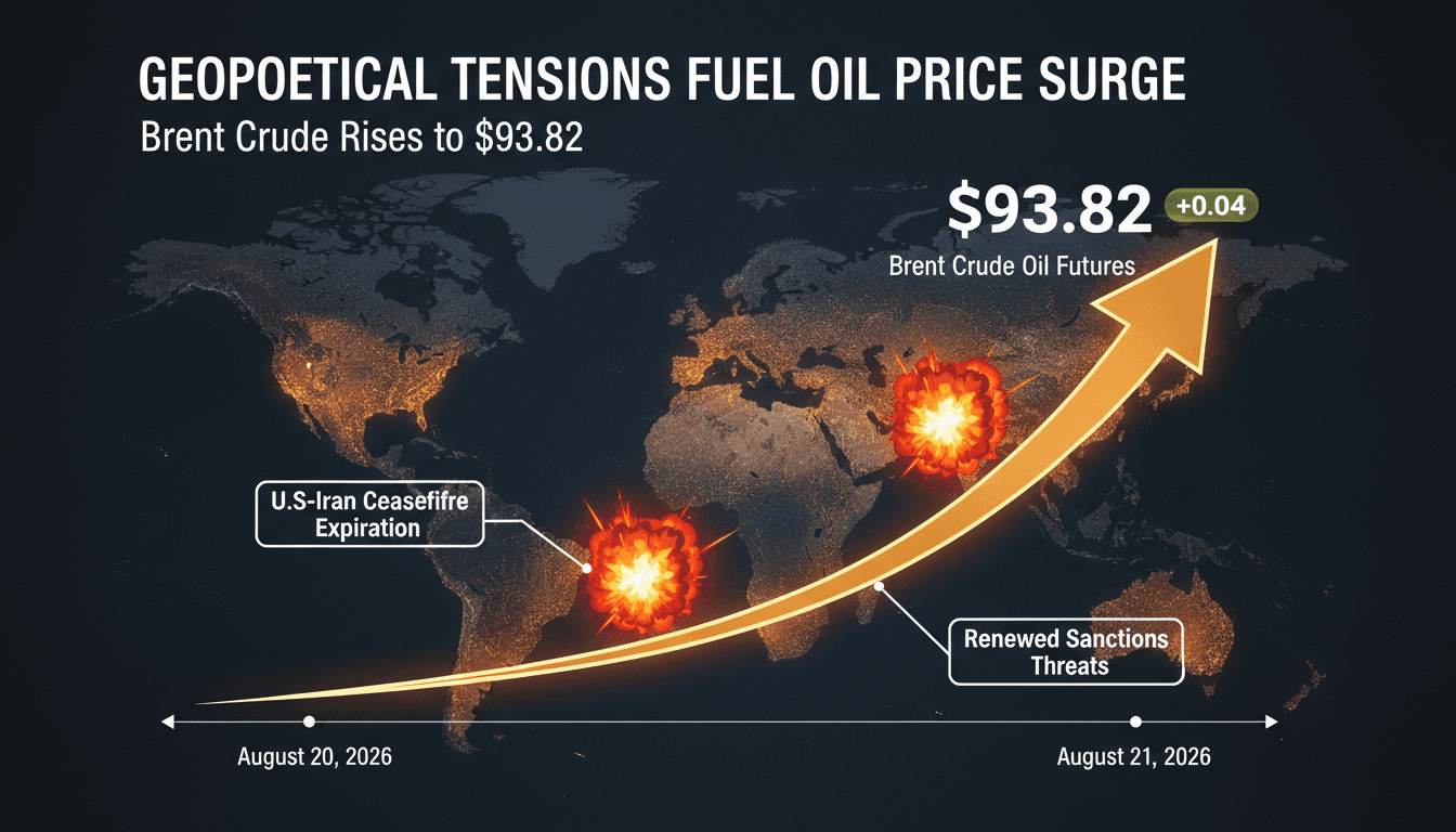 A graph depicting the rise of Brent crude oil prices alongside geopolitical events affecting the market.