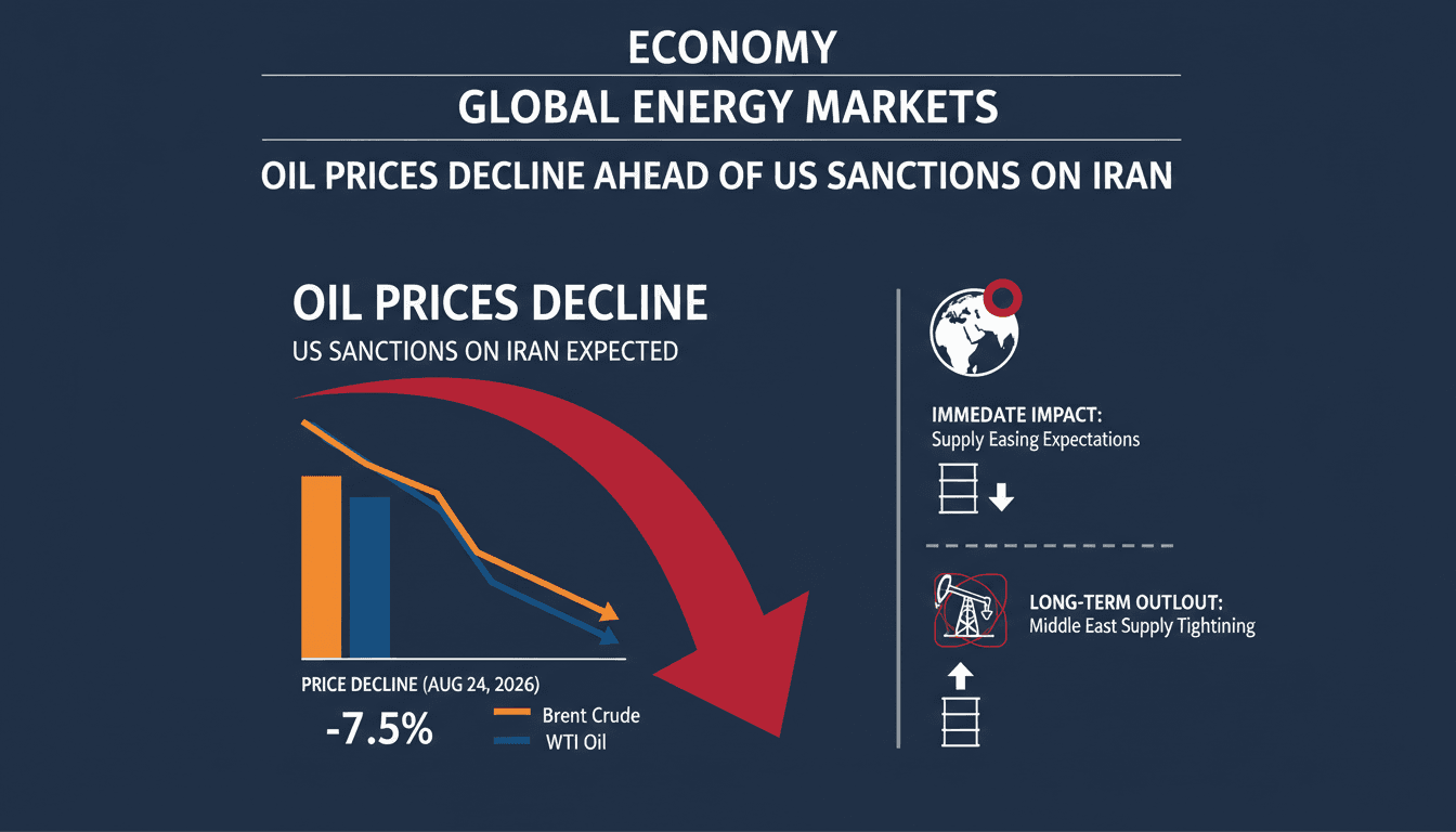 A graph illustrating the decline in oil prices due to US sanctions on Iran, highlighting market volatility.