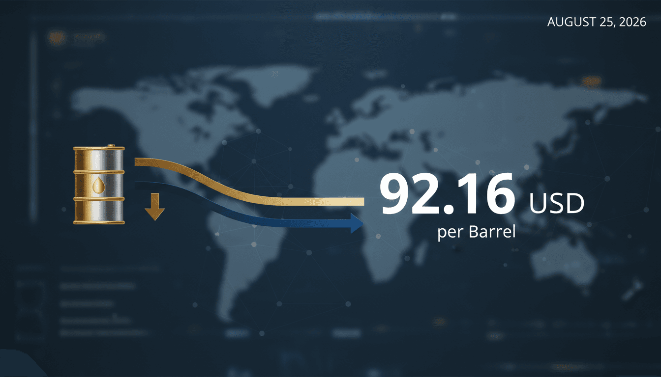 A graphic illustrating the stabilization of Brent crude oil prices at 92.16 USD per barrel.