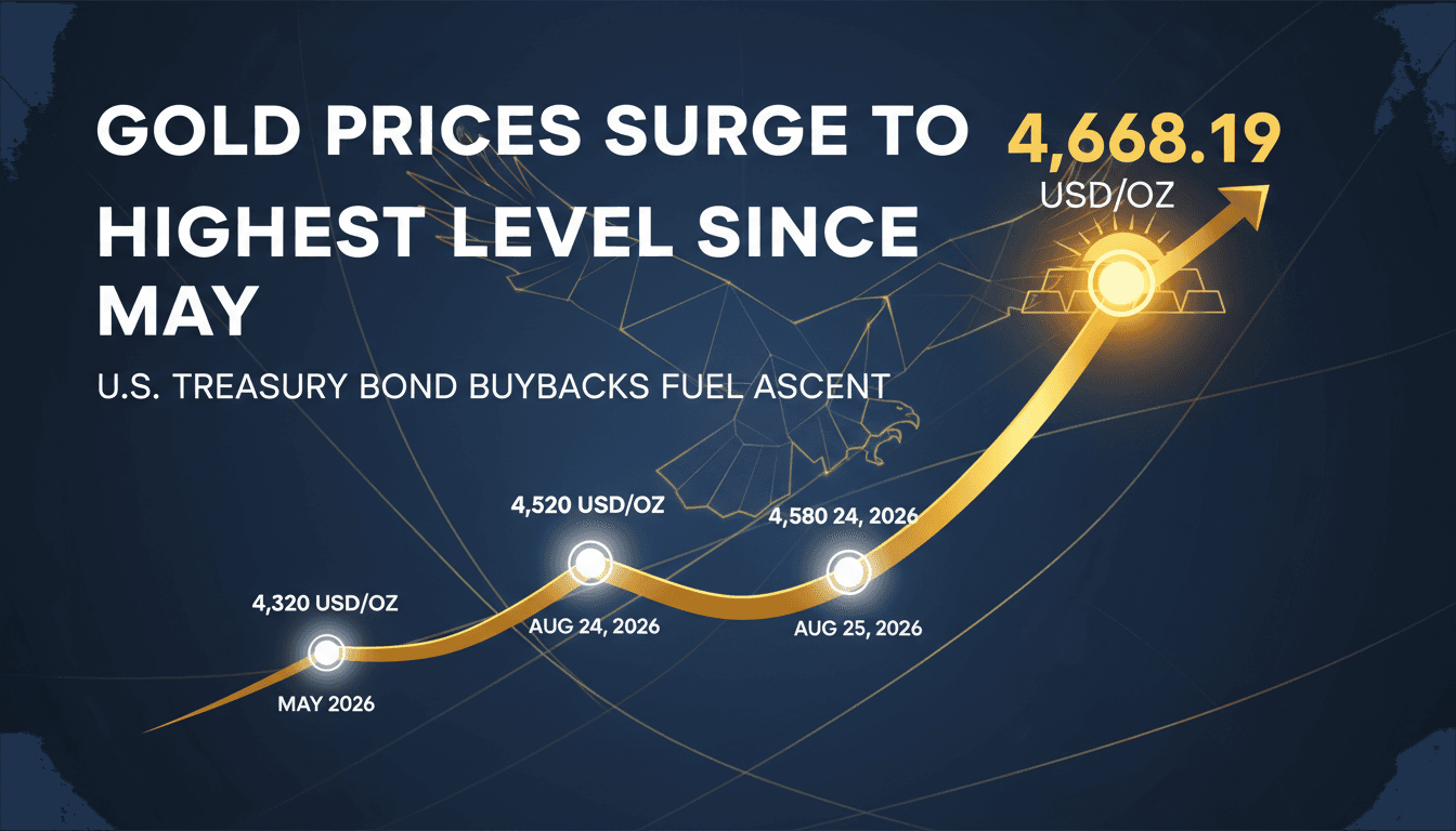 A chart showing the rise in gold prices with a focus on the recent peak and market influences.