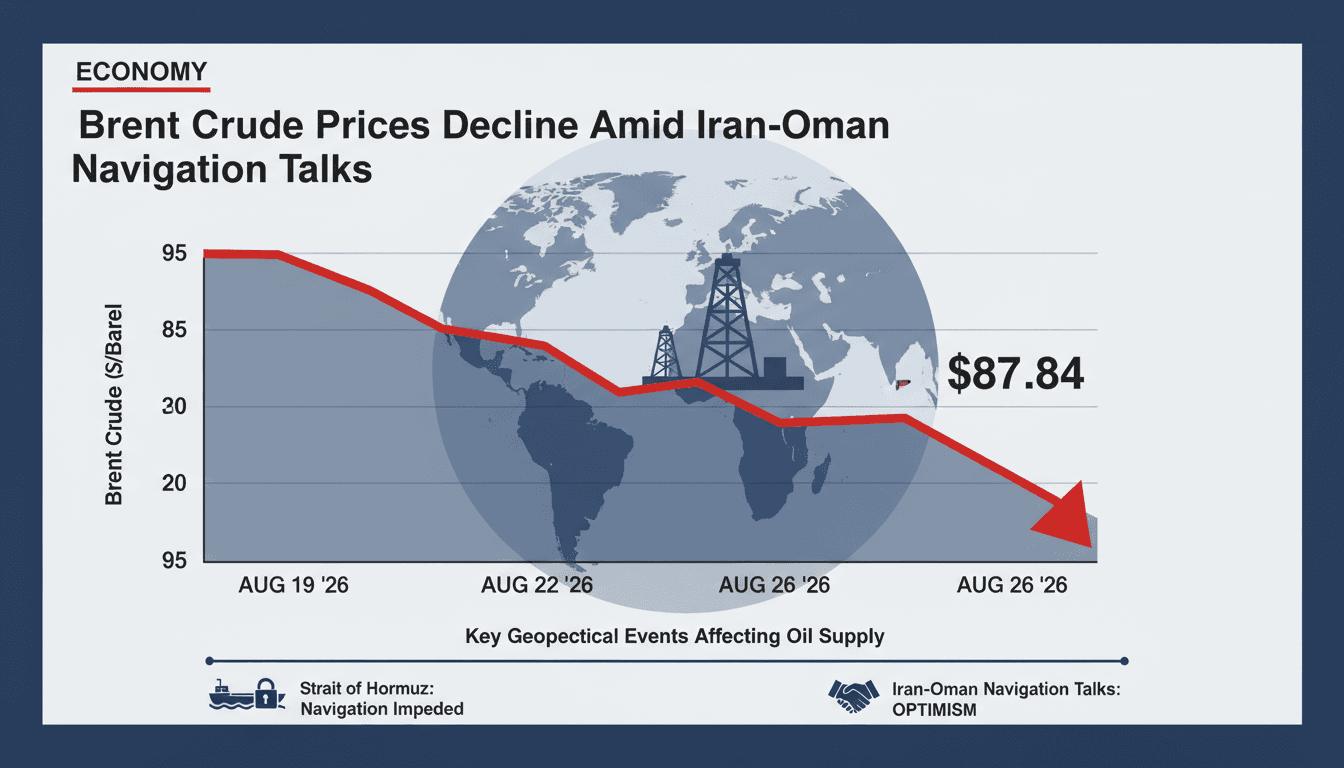 A chart showing Brent crude price fluctuations and geopolitical events affecting oil supply.