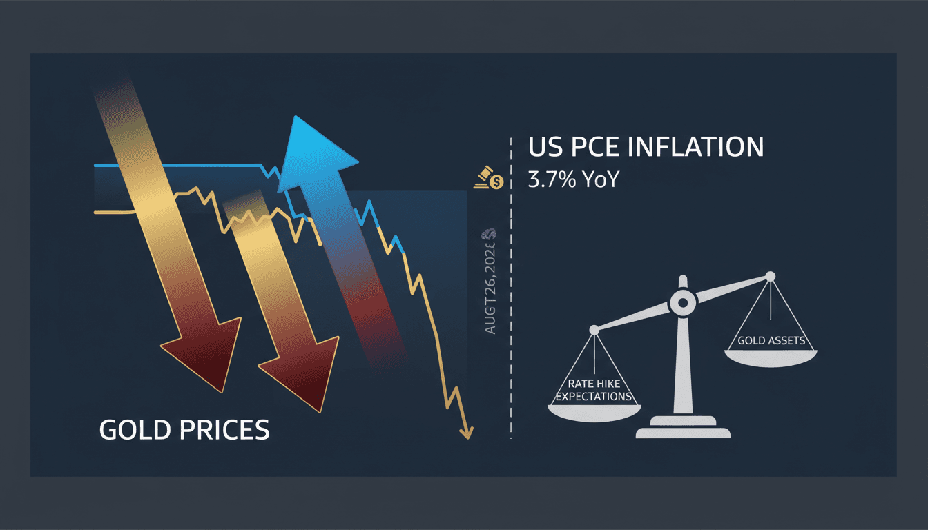 A graph illustrating the decline in gold prices following the US PCE inflation report.
