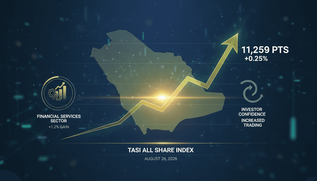 A visual representation of the Saudi Tadawul All Share Index performance, highlighting financial services sector gains.