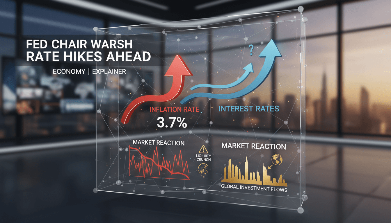 Infographic showing the impact of Warsh's Jackson Hole speech on interest rates and inflation trends.