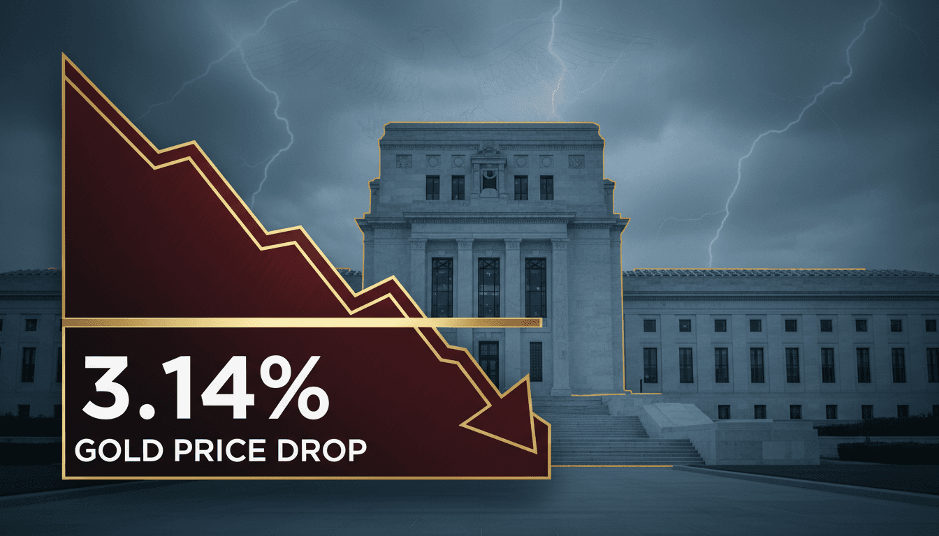 A visual representation of gold price decline following hawkish comments from Federal Reserve Chair Kevin Warsh.