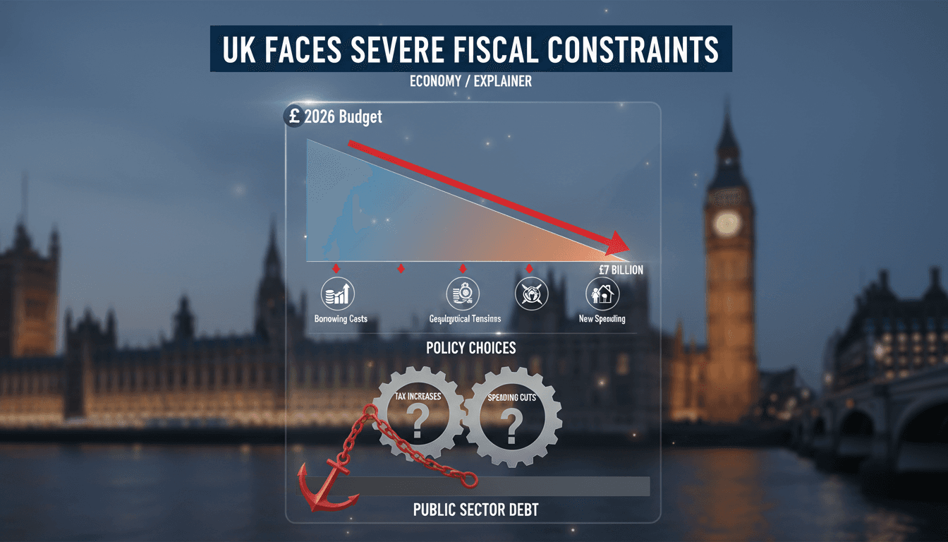 Infographic showing the UK's shrinking fiscal headroom and its implications for economic policy.