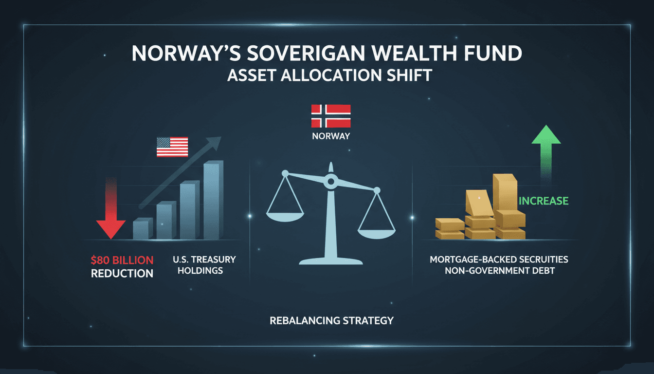 Infographic showing Norway's sovereign wealth fund's shift from U.S. Treasuries to mortgage-backed securities.