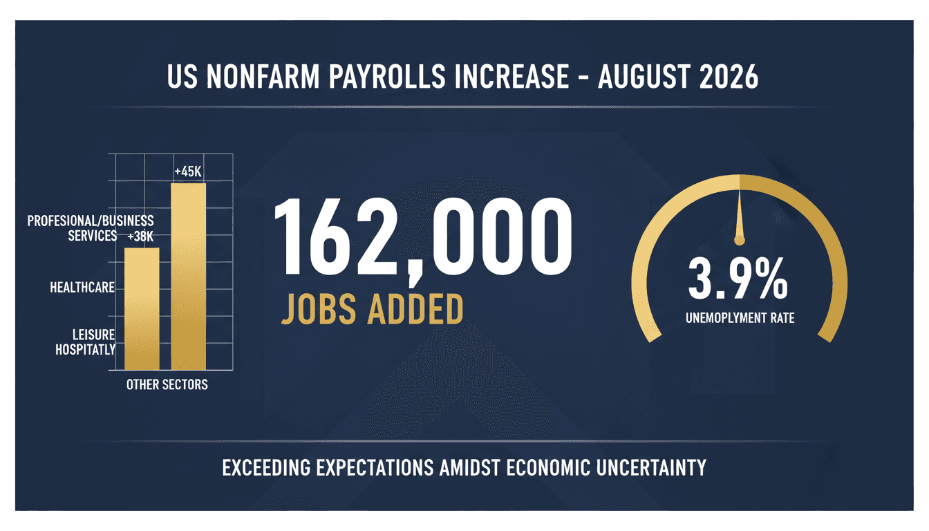 US Nonfarm Payrolls Increase by 162,000 in August 2026 Exceeding Expectations