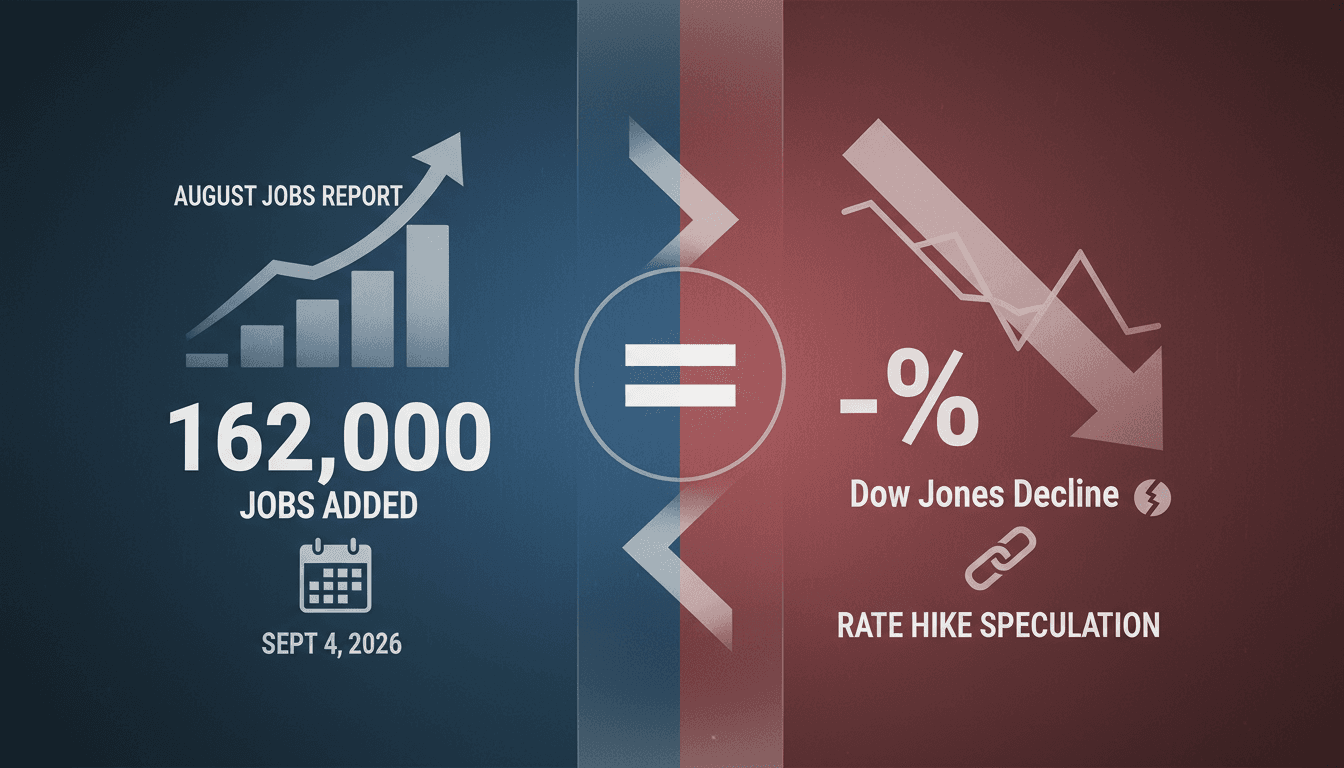 A graphic illustrating the August job growth and its impact on U.S. equity markets and Treasury yields.