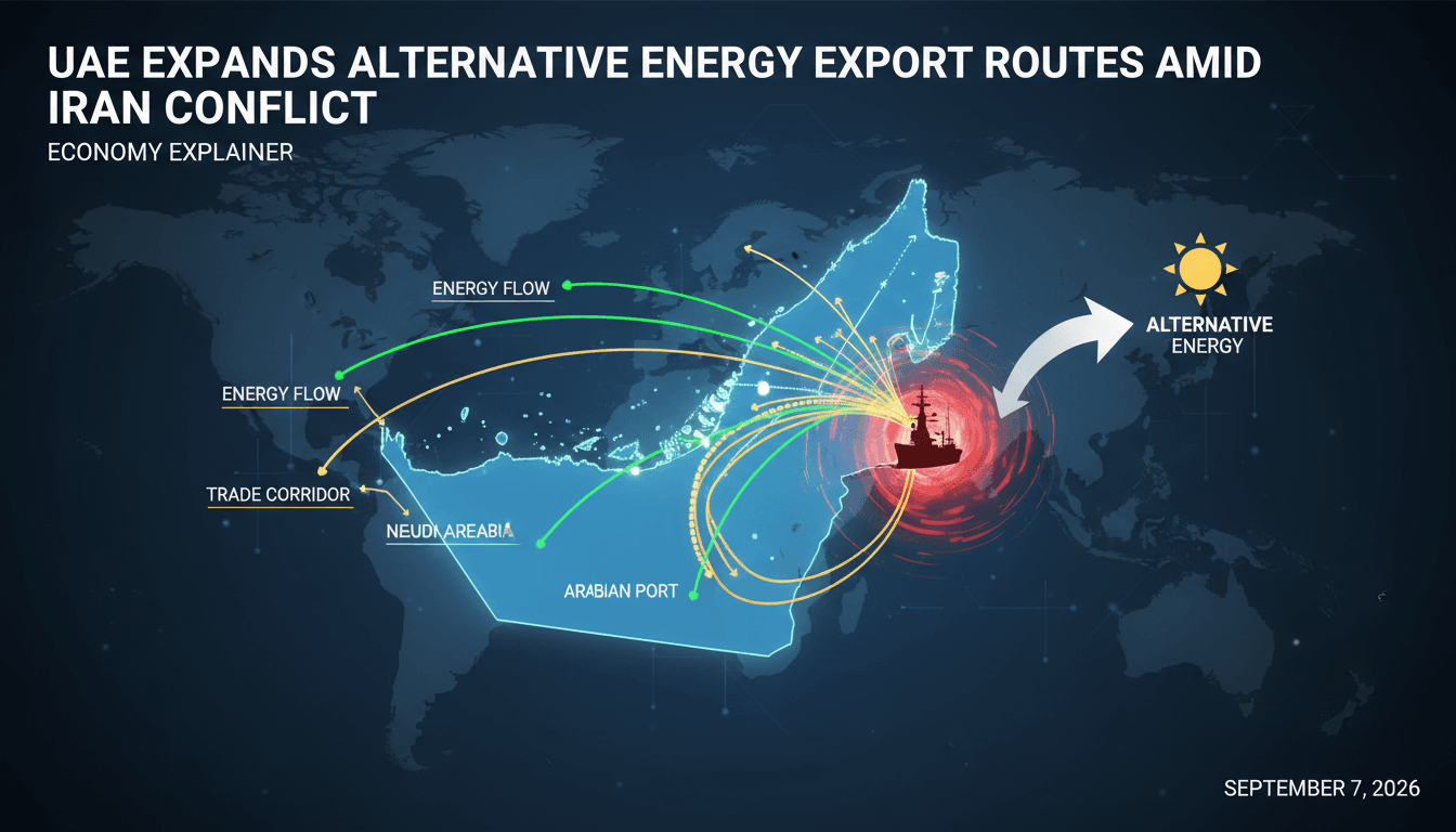 A map showing UAE's new energy export routes and trade corridors amid regional tensions.