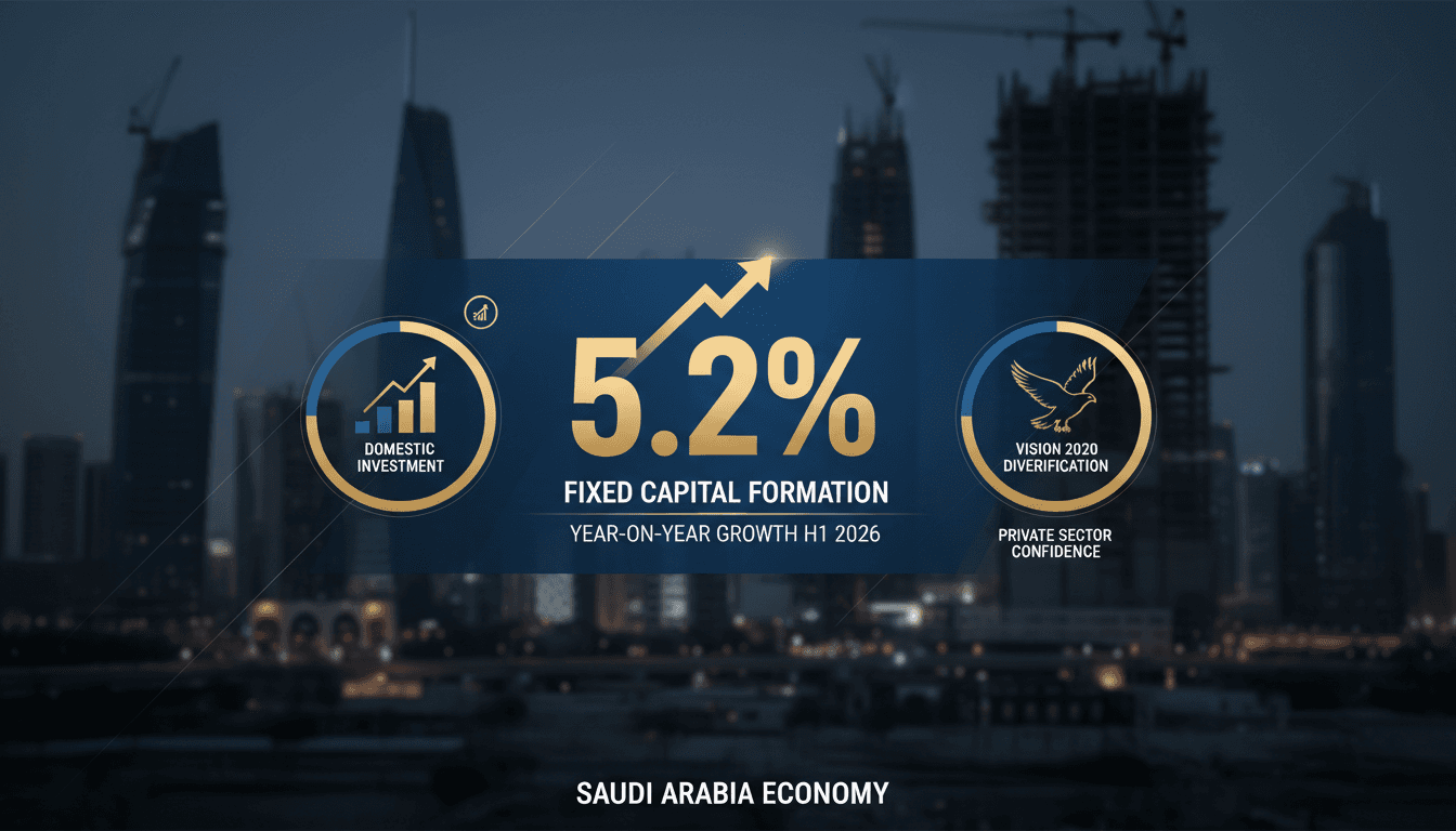 Infographic illustrating Saudi Arabia's 5.2% growth in fixed capital formation and its implications for investment.