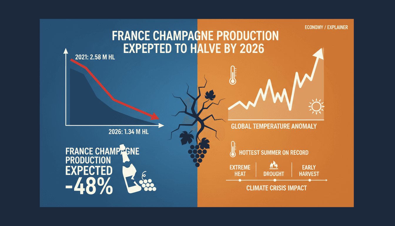France Champagne Production Expected to Halve by 2026 Due to Climate Crisis