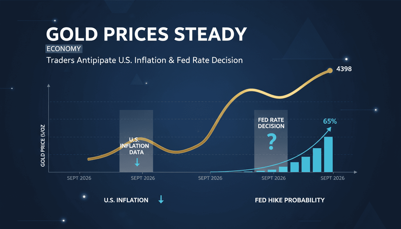A chart depicting gold price stabilization near $4,400 per ounce with economic indicators.