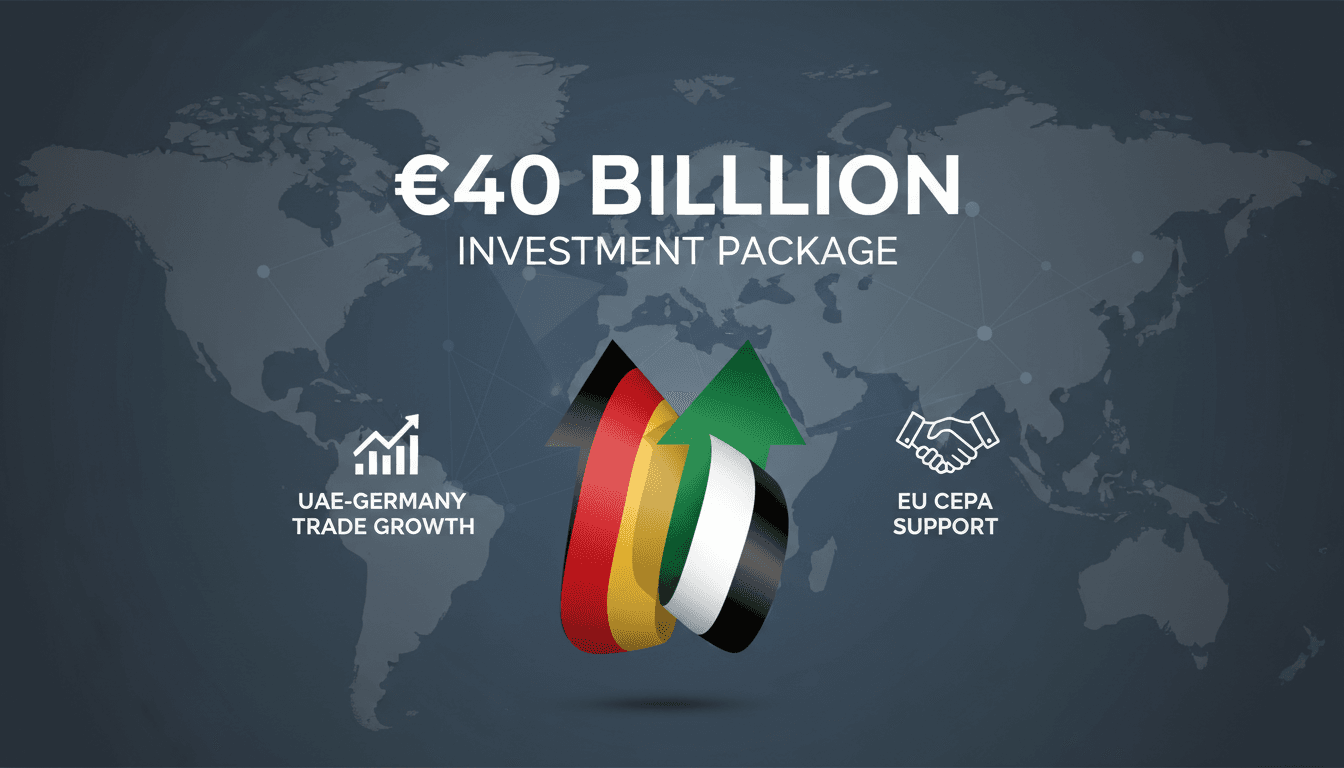 Infographic illustrating the growth in UAE-Germany trade and the €40 billion investment package.
