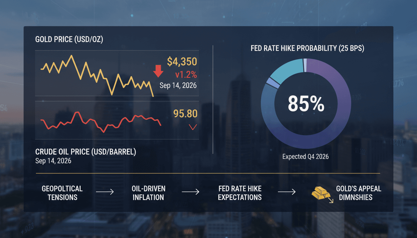 A visual representation of gold price trends alongside inflation and Fed rate hike expectations.