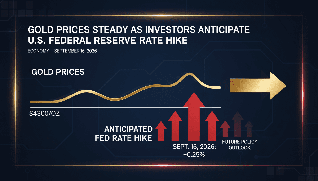 A chart depicting gold price trends and the upcoming Federal Reserve rate hike decision.