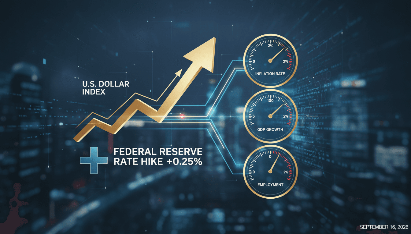 A graphic illustrating the rise of the U.S. Dollar Index following the Federal Reserve's interest rate hike.