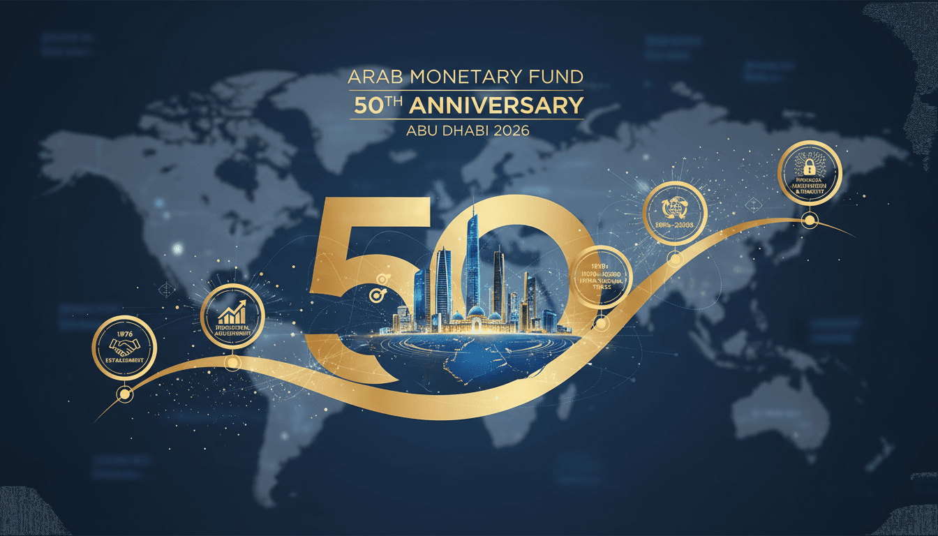 A visual representation of the Arab Monetary Fund's 50-year impact on regional economic stability and cooperation.