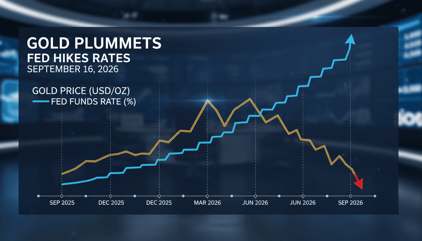 A chart showing the decline in gold prices following the US Federal Reserve's interest rate hike.