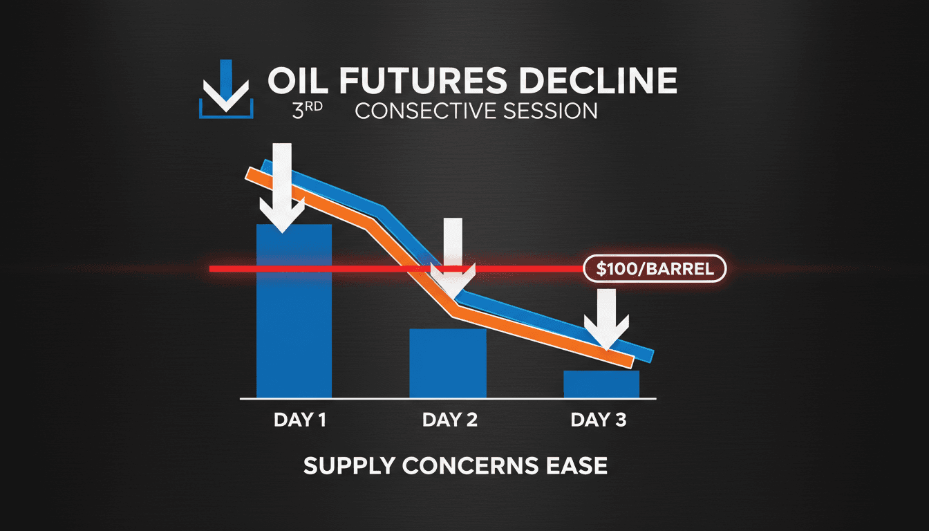 A graph illustrating the decline in oil prices, focusing on Brent and WTI benchmarks.