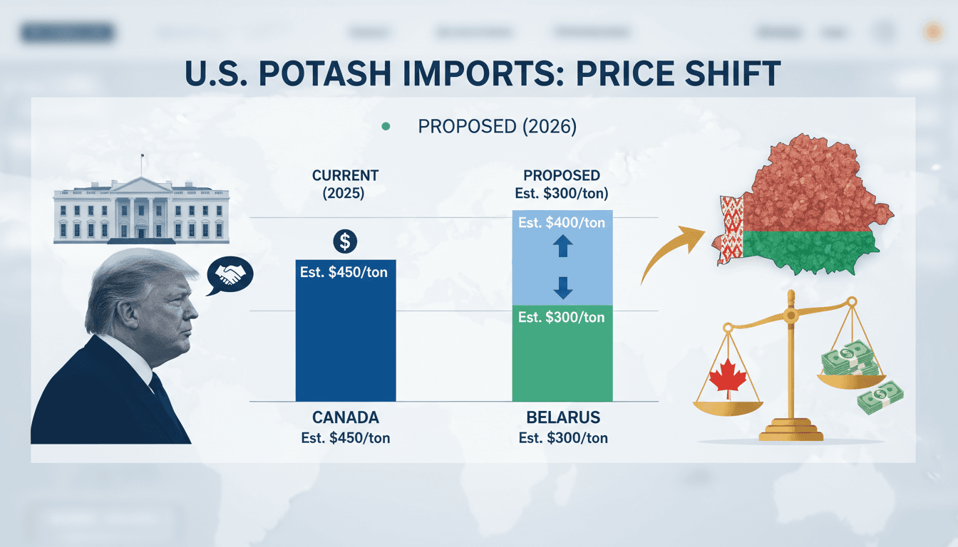 A chart comparing U.S. potash import sources and potential impacts of Belarusian imports on the market.