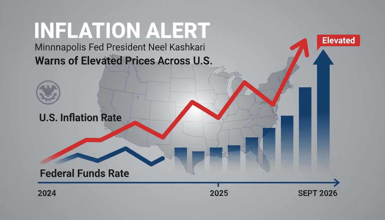 Neel Kashkari discussing inflation trends and economic impact at a press conference.