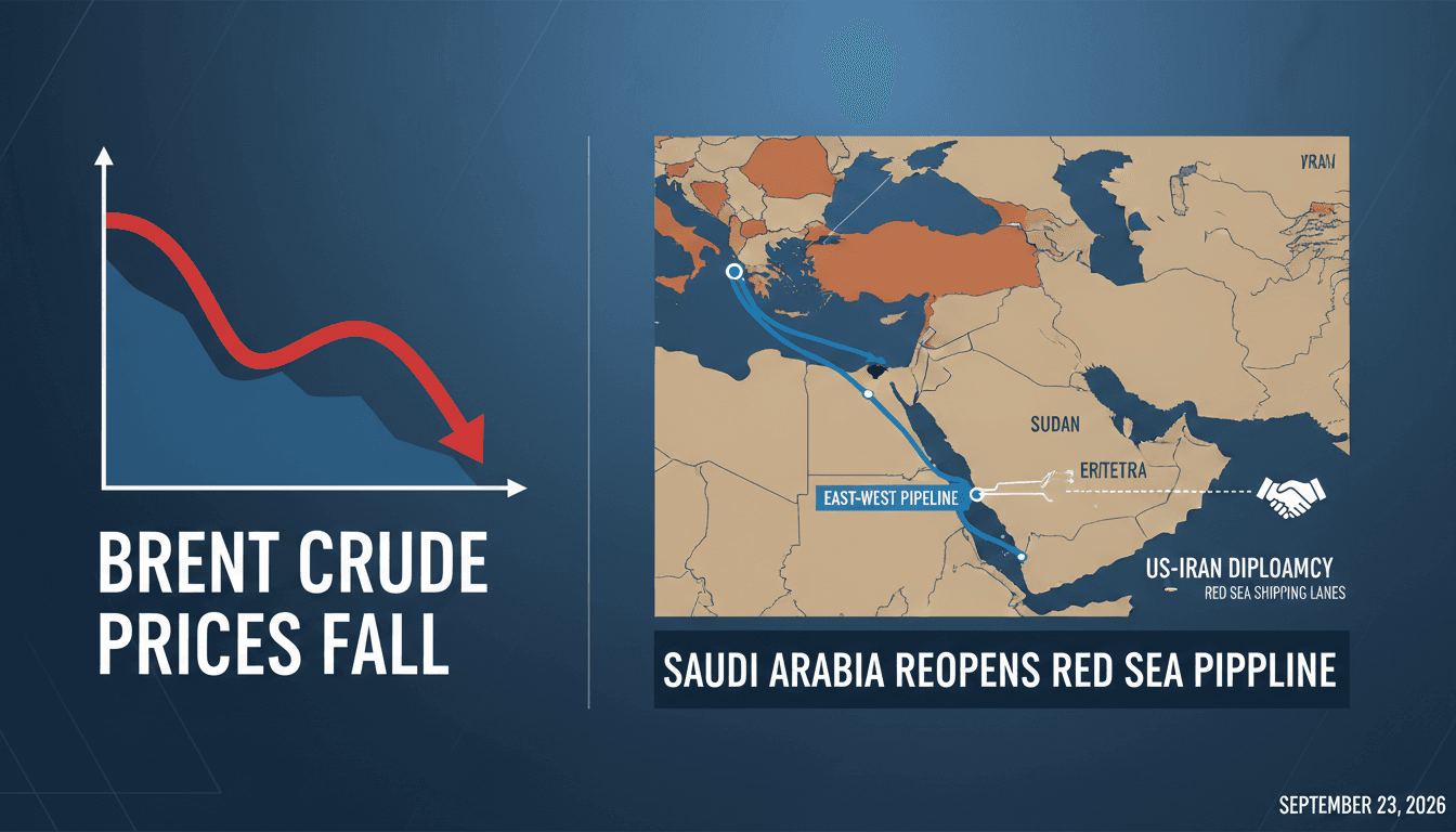 A visual representation of declining oil prices and the Red Sea pipeline routes.