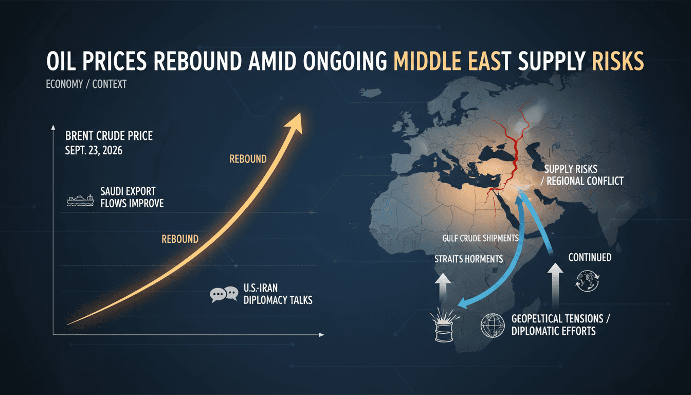 A graph illustrating the rise in Brent crude prices with geopolitical events in the Middle East.