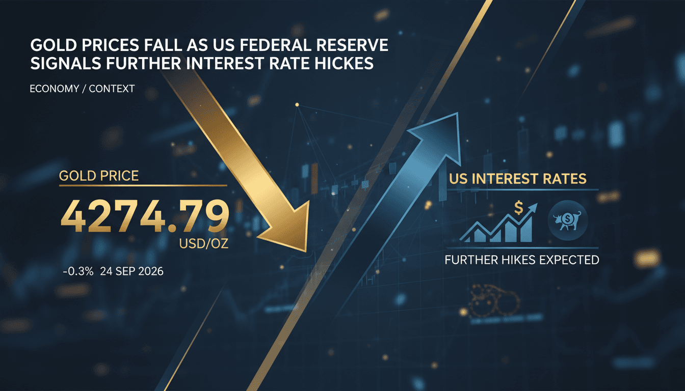 A chart illustrating the decline in gold prices alongside interest rate trends.