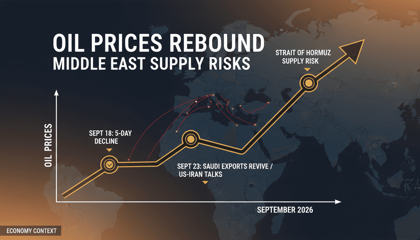 A graph showing the rise in oil prices with geopolitical events affecting supply in the Middle East.